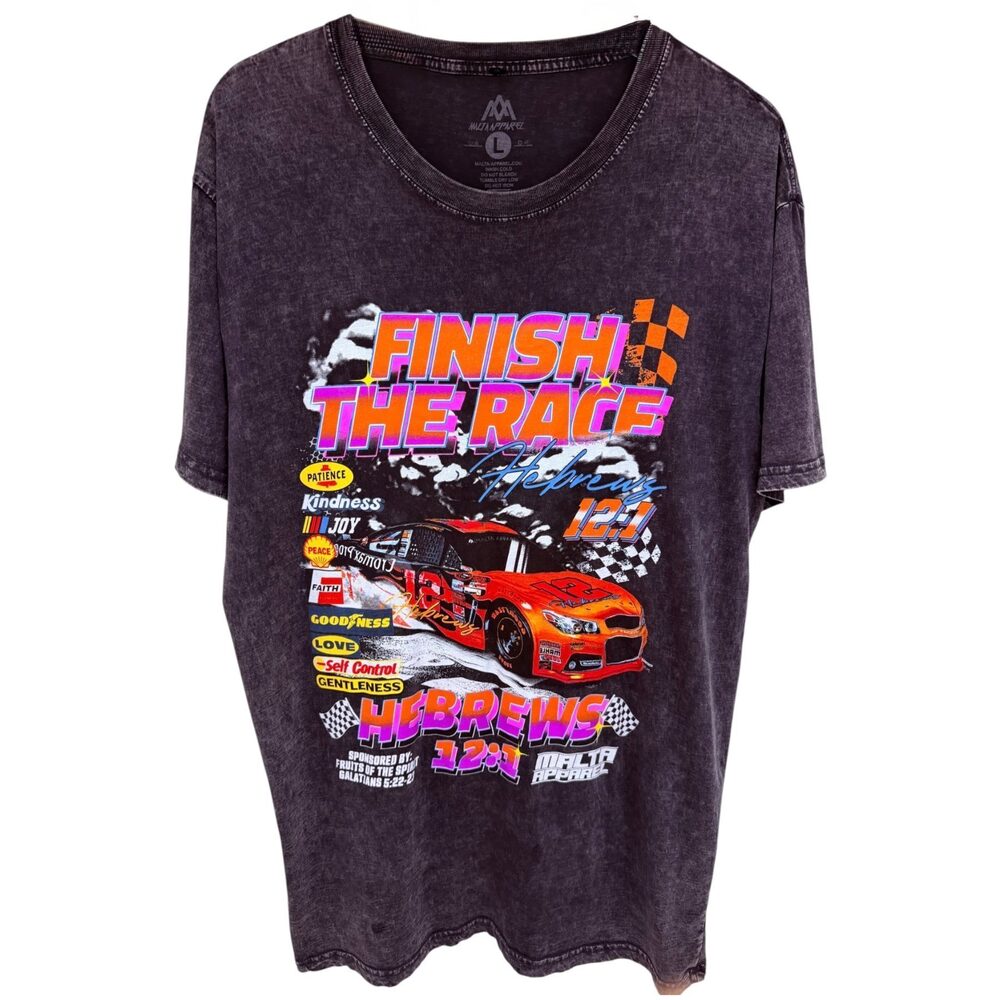 Malta Apparel Christian faith, racing car and checkered flags Short Sleeve